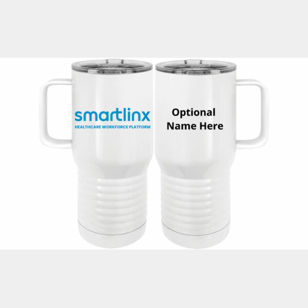 Smartlinx Personalized - 20 oz. Insulated Stainless White Travel Mug w/Slider Lid Thumbnail