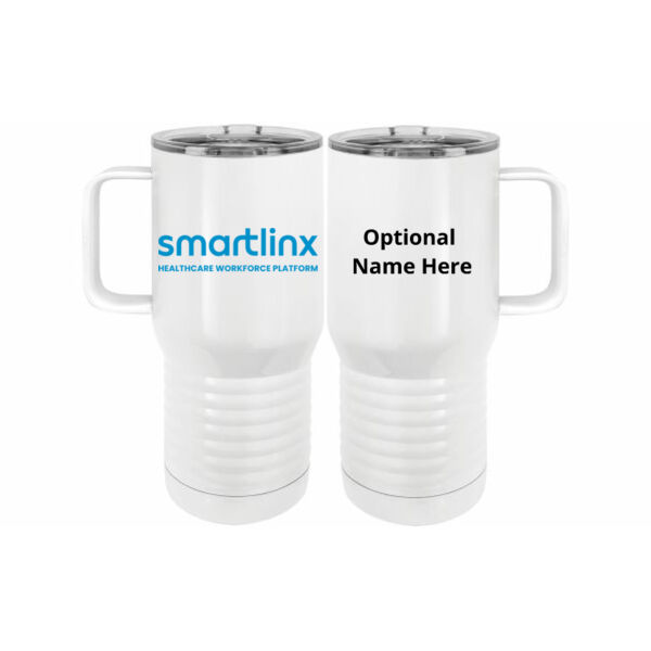 Smartlinx Personalized - 20 oz. Insulated Stainless White Travel Mug w/Slider Lid Thumbnail