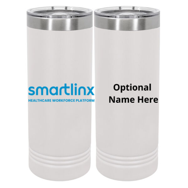 Smartlinx Personalized - 20 oz Stainless White Skinny Tumbler with Stainless Straw and Lid Thumbnail