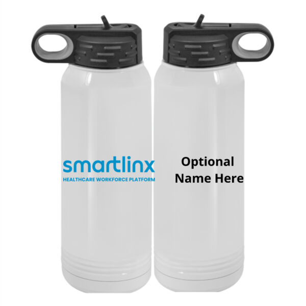 Smartlinx Personalized - Custom 30 oz. NO MIMINUM White Stainless Steel Vacuum Insulated Water Bottle Thumbnail