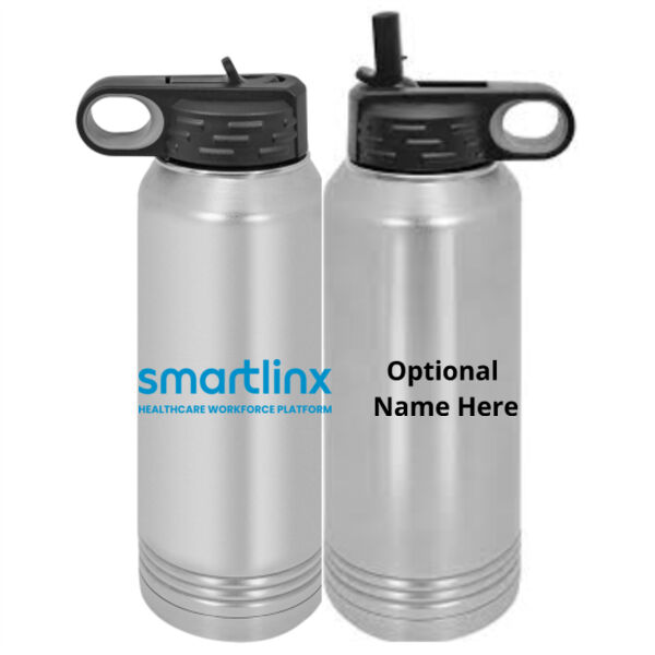 Smartlinx Personalized -  Custom 30 oz. NO MINIMUM Silver Stainless Steel Vacuum Insulated Water Bottle Thumbnail