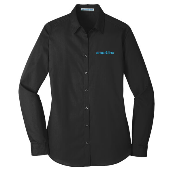 Smartlinx Embroidery - Ladies Long Sleeve Carefree Poplin Shirt Thumbnail