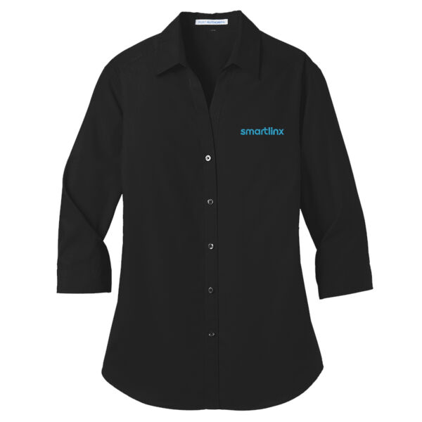 Smartlinx Embroidery - Ladies 3/4 Sleeve Carefree Poplin Shirt Thumbnail