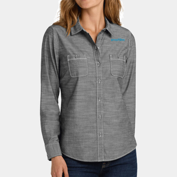 Smartlinx Embroidery - Ladies Slub Chambray Shirt Thumbnail