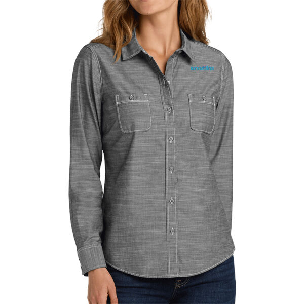Smartlinx Embroidery - Ladies Slub Chambray Shirt Thumbnail