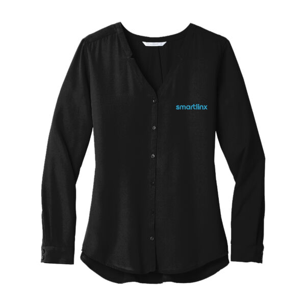 Smartlinx Embroidery - Ladies Long Sleeve Button Front Blouse Thumbnail