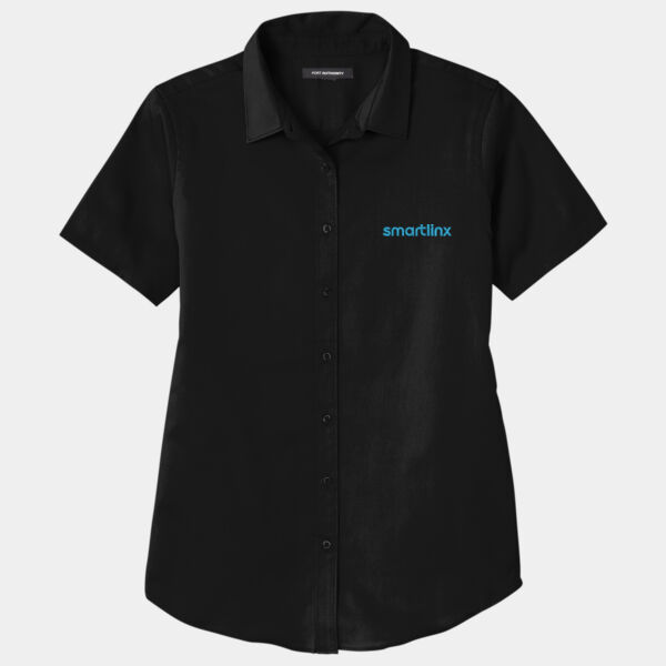 Smartlinx Embroidery - Ladies Short Sleeve SuperPro React Twill Shirt Thumbnail