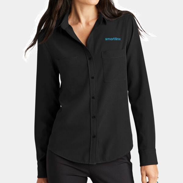 Smartlinx Embroidery - Women's Stretch Crepe Long Sleeve Camp Thumbnail