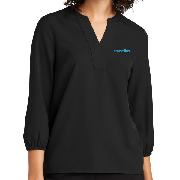 Smartlinx Embroidery - Women's Stretch Crepe 3/4 Sleeve Blouse Thumbnail